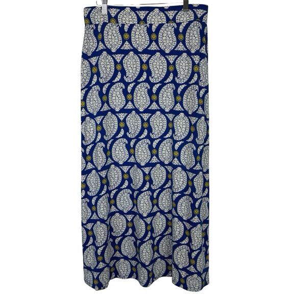 Boden Maxi Skirt Women Size 10P Petite Blue Paisley Floral Long Jersey Stretch - Picture 2 of 11
